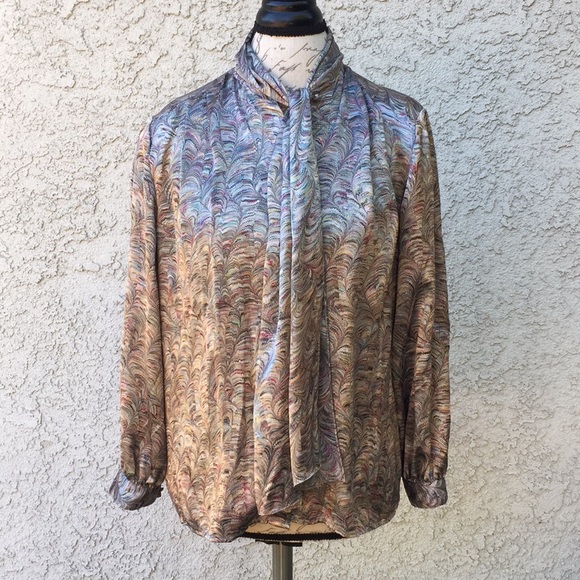 Vintage Paul Stanley from Kiss abstract unique Neck tie Blouse Shirt 👚 - Picture 1 of 7